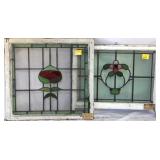 TWO CONTINENTAL STAINED GLASS PANELS