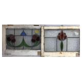 TWO IRISH STAINED GLASS PANELS