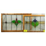 TWO CONTINENTAL ART NOUVEAU STAINED GLASS PANELS