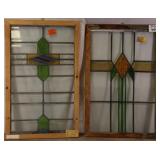 TWO FRENCH ART DECO STAINED GLASS PANELS