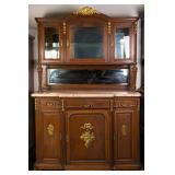 FRENCH MARBLE TOP VITRINE BUFFET