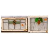 TWO CONTINENTAL STAINED GLASS PANELS
