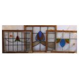 THREE CONTINENTAL STAINED GLASS PANELS