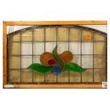 FRENCH ART NOUVEAU DOME TOP STAINED GLASS PANEL