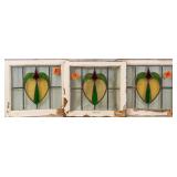 SET OF 3 CONTINENTAL STAINED GLASS PANELS