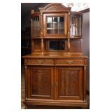 FRENCH OAK TALL VITRINE BUFFET