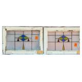 PAIR OF FRENCH ART DECO STAINED GLASS PANELS