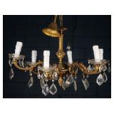 FRENCH 6-LIGHT BRONZE PATINA & CRYSTAL CHANDELIER