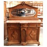 FRENCH OAK MARBLE TOP SERVER