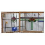 TWO CONTINENTAL STAINED GLASS PANELS