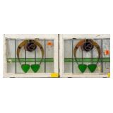 PAIR OF ANTIQUE CONTINENTAL STAINED GLASS PANELS