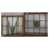 TWO ANTIQUE ENGLISH STAINED GLASS PANELS