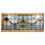 FRENCH ART NOUVEAU STAINED GLASS PANEL