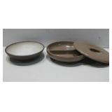 Glazed Covered Dish & Pottery Bowl