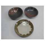 Two Black & Russet 2-Tone Pottery Bowls See Info