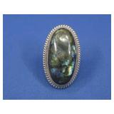 Heavy Sterling Silver Labradorite Ring 18g