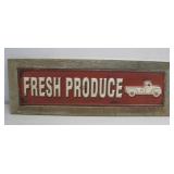 Wood Framed Metal Fresh Produce Sign 27' x 9'