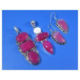 Multi Gemstone 2 Pendants w/ Pair of Earrings See