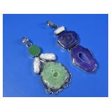Two Multistone Pendants Silvertone
