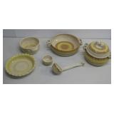 Vtg Signed Stoneware Pottery Dishes & Ladle