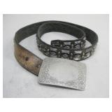 Nickel Silver Belt Buckle W/Silvertone Stud See