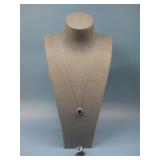 S.S. Sapphire Necklace & Ring Set Hallmarked