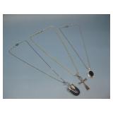 Three S.S. Pendant Necklaces Hallmarked