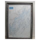 Framed Vtg Casco Bay Waterproof Chart #101E See