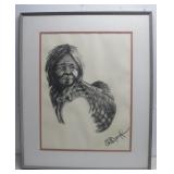 Charcoal Portrait Signed/Framed 30.5' x 36.5'