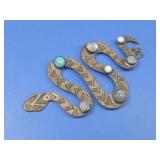 Large Vtg SW Copper &N Gemstones Snake Pendant