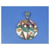 Vtg Sterling Silver Music Inlay Pendant Hallmarked