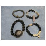 Four Gemstone Bead Bracelets