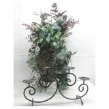 Decorative Metal Candle Stand, Artificial Plant
