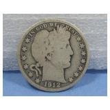1912-S Barber Half Dollar 90% Silver