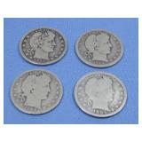 Four Barber Quarters 90% Silver