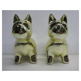 Two Ceramic Gold Tone Dog Figures 9' Tall