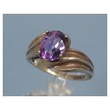 Vtg S.S. Amethyst Ring Hallmarked