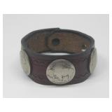Brown Leather Bracelet W/5 Genuine Vtg Buffalo See