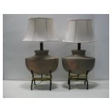 Two Rustic Style Ceramic Table Lamps 29' Tall See