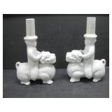 Two Tsin Reproduction Porcelain Candle Holders See