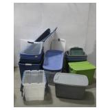 Fifteen Plastic Storage Totes Various Sizes