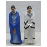 Two Signed N/A Hand Painted Figures 15.5' Tall