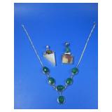 Two Multi Stone Pendants & Green Gemstone Necklace