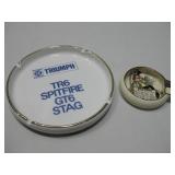 Two Vtg Porcelain Ashtrays Triumph 7'