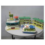 Vtg Fisher Price Garage Boat House & More
