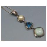 Sterling Silver Triple Stone Chain Necklace