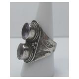 Vtg Sterling Silver & Amethyst Ring Hallmarked
