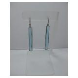 Vtg Pair S.S. & Long Blue Faceted Stone Earrings