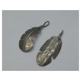 2 Sterling Silver SW Feather Pendants Hallmarked
