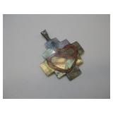 Vtg Sterling Silver Inlay Snake Pendant Hallmarked